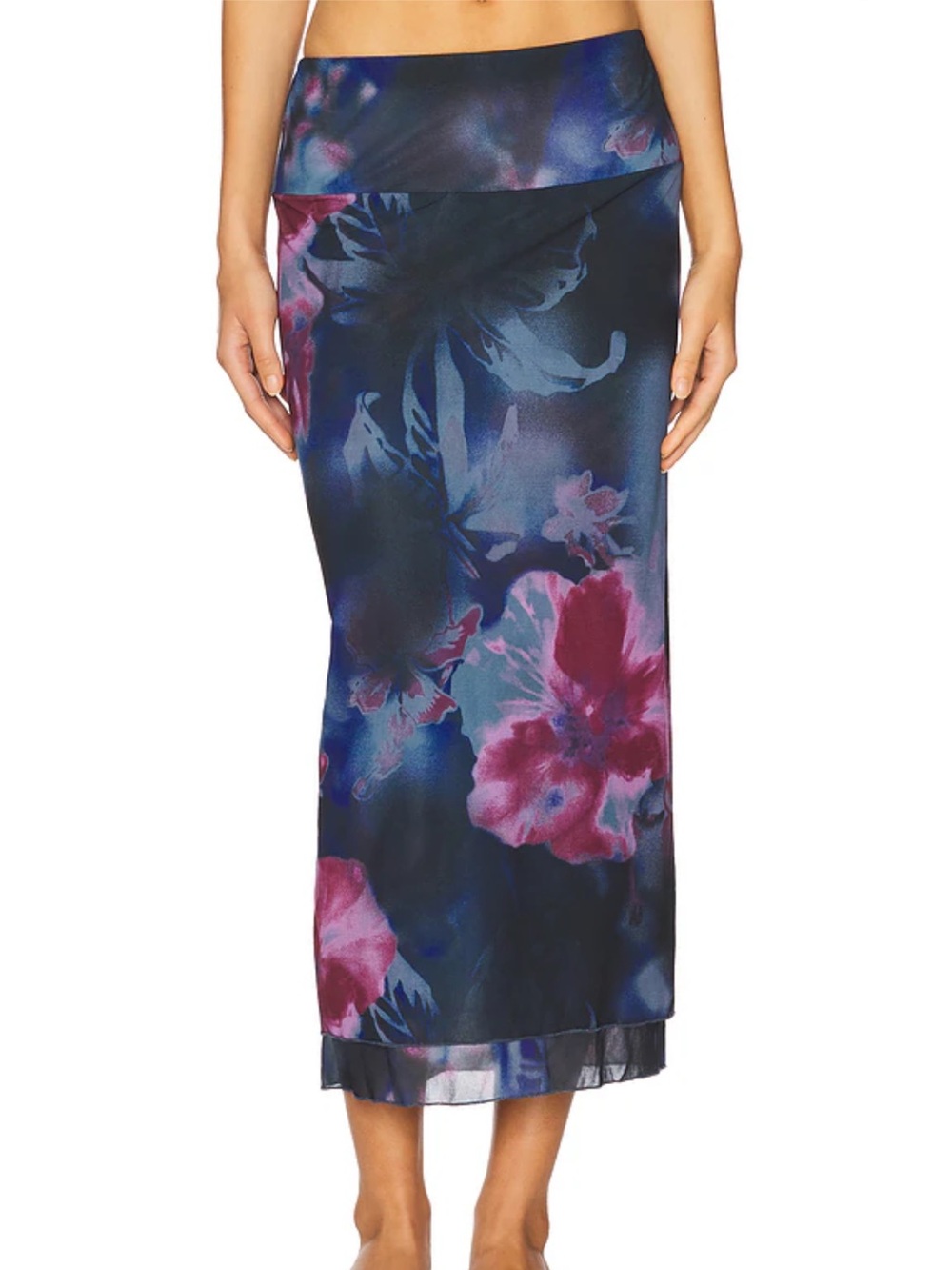 Free People Revolve Sunset Mesh Maxi/Midi Skirt Night Combo Large